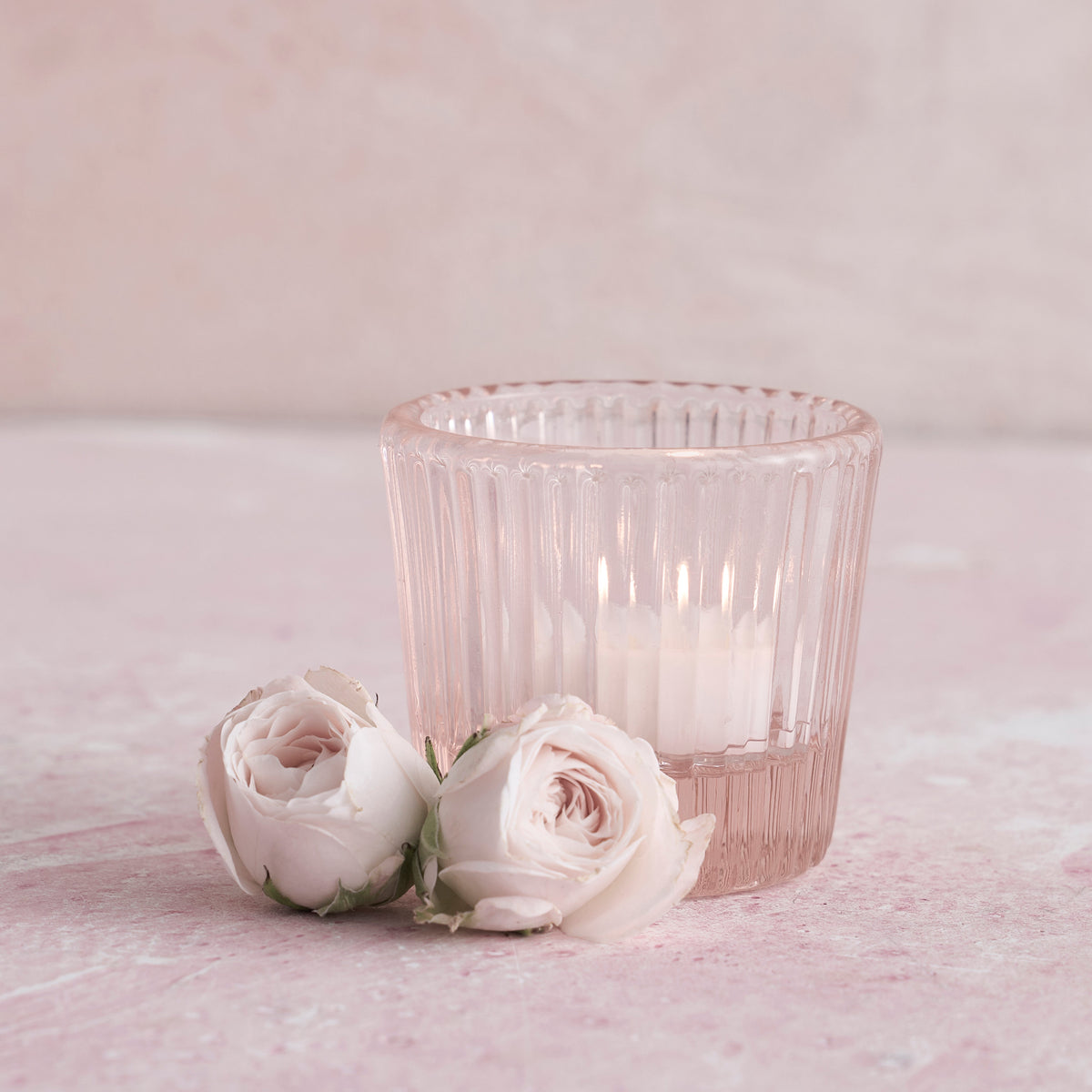 The Collective Home Candle Holders Pressed Pink Glass Tealight / Votive Holders - Set of 4