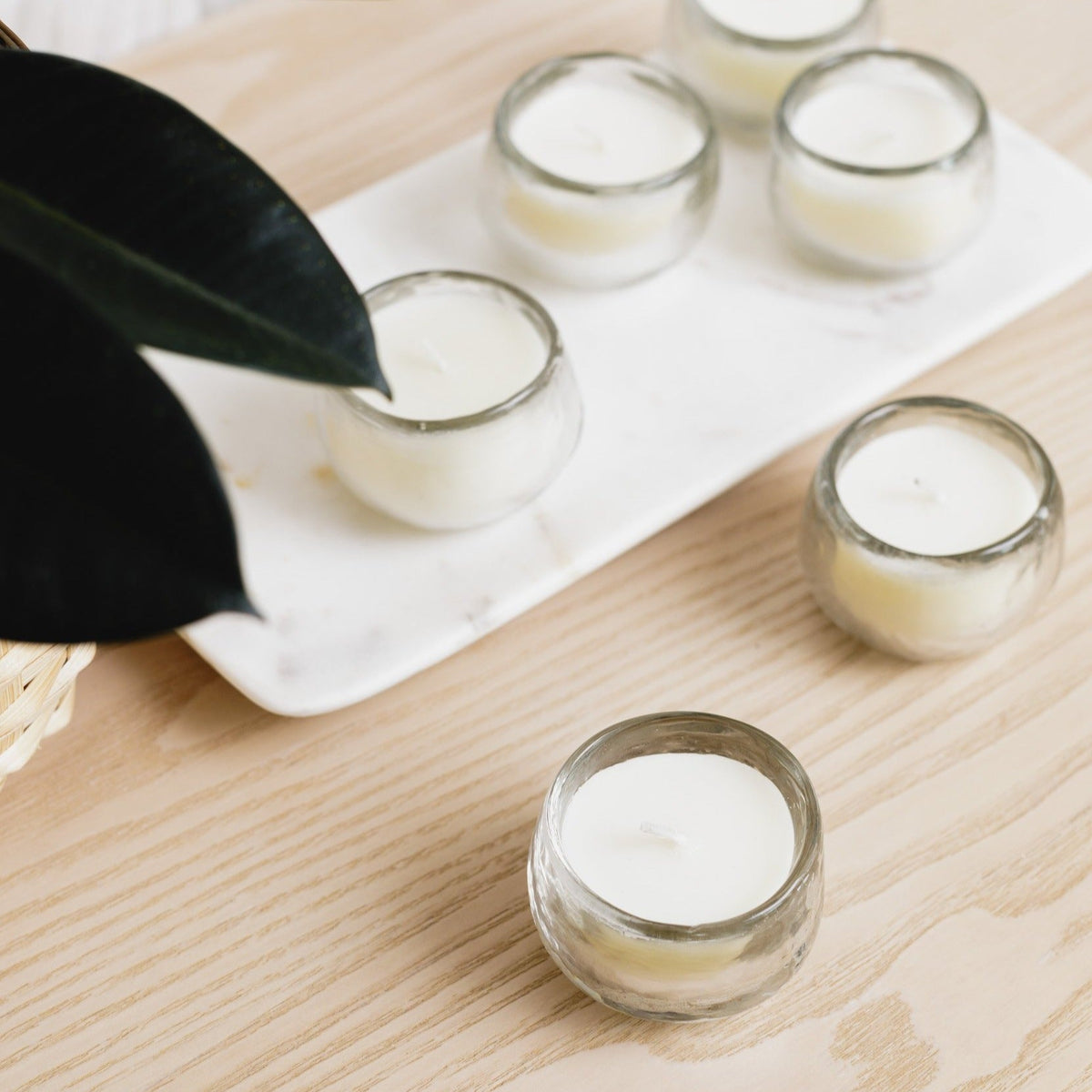 The Collective Home Candles Pebbled Filled Mini-Votive Candles - Set of 6