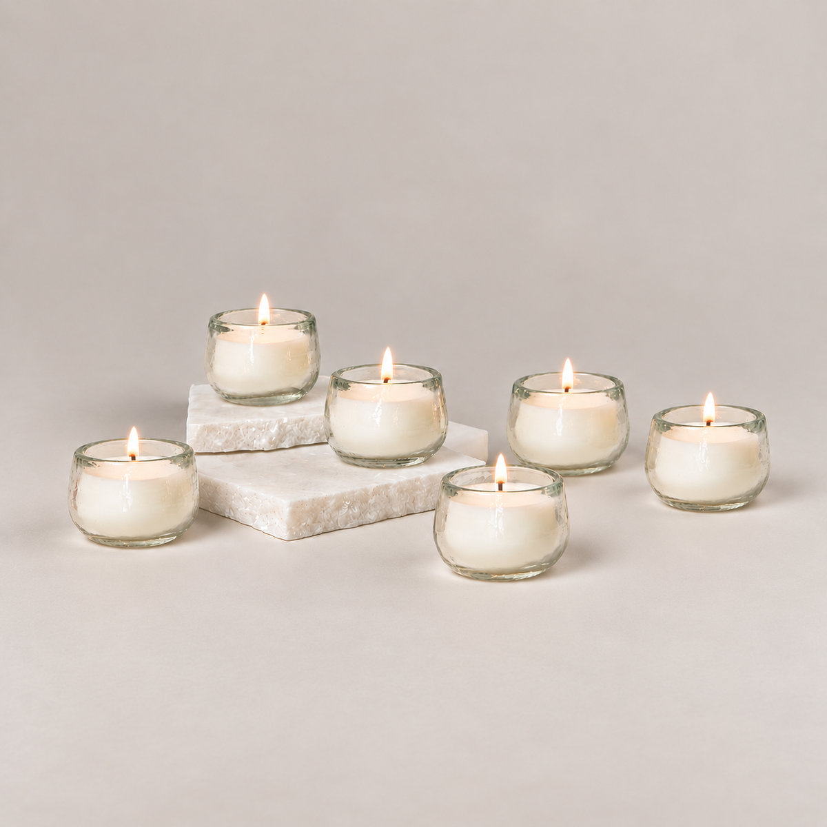 The Collective Home Candles Pebbled Filled Mini-Votive Candles - Set of 6