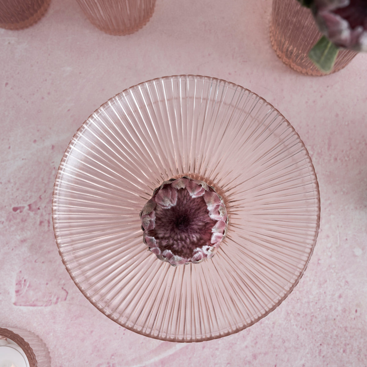 The Collective Home Decorative Accents Pressed Pink Glass Low Bowl
