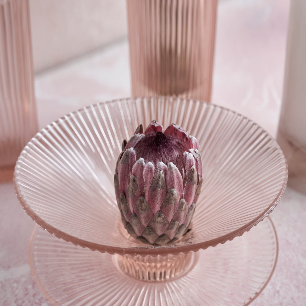 The Collective Home Decorative Accents Pressed Pink Glass Low Bowl
