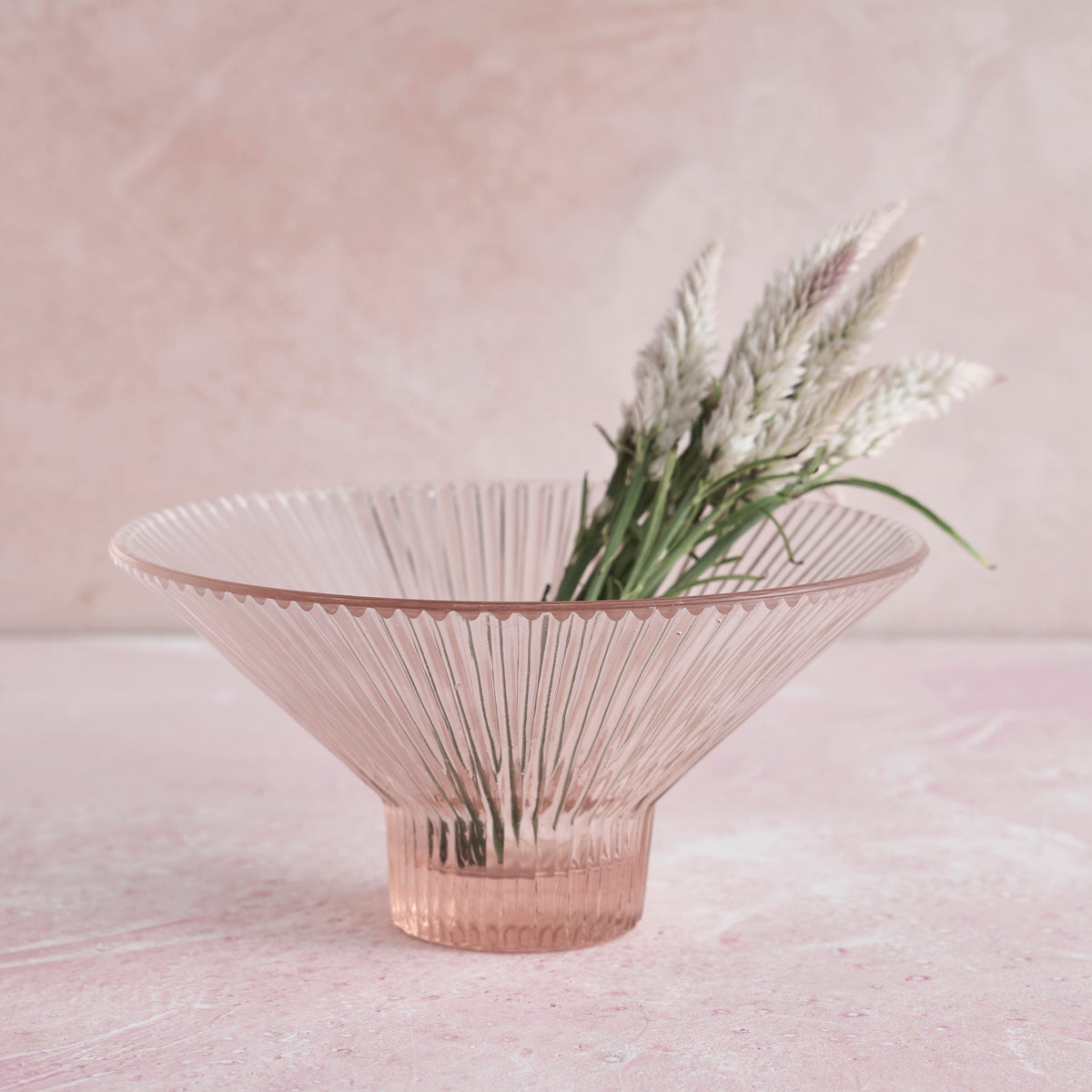 The Collective Home Decorative Accents Pressed Pink Glass Low Bowl