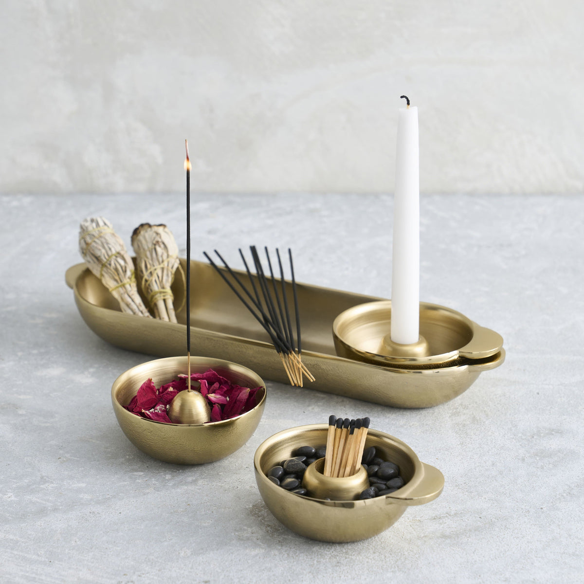 The Collective Home Decorative Accents Stinson Antique Brass Intention Set