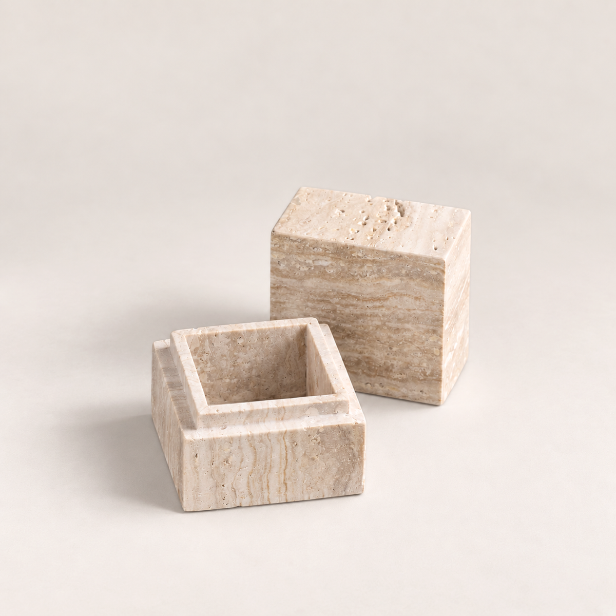 The Collective Home Jewelry Storage Travette Travertine Keepsake Box