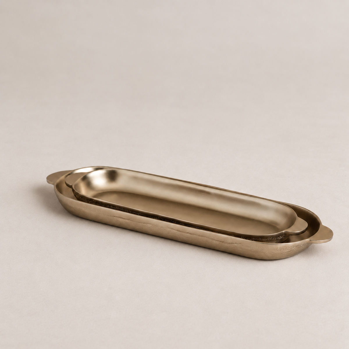The Collective Home Trays & Risers Antique Brass Trays - Set of 2