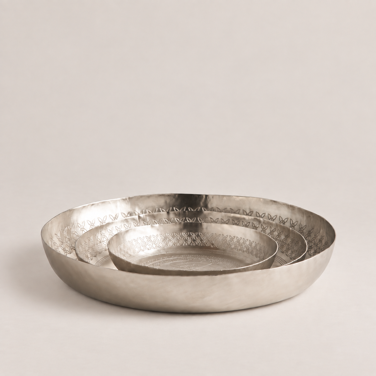 The Collective Home Trays & Risers Mandala Nickel Trays - Set of 3