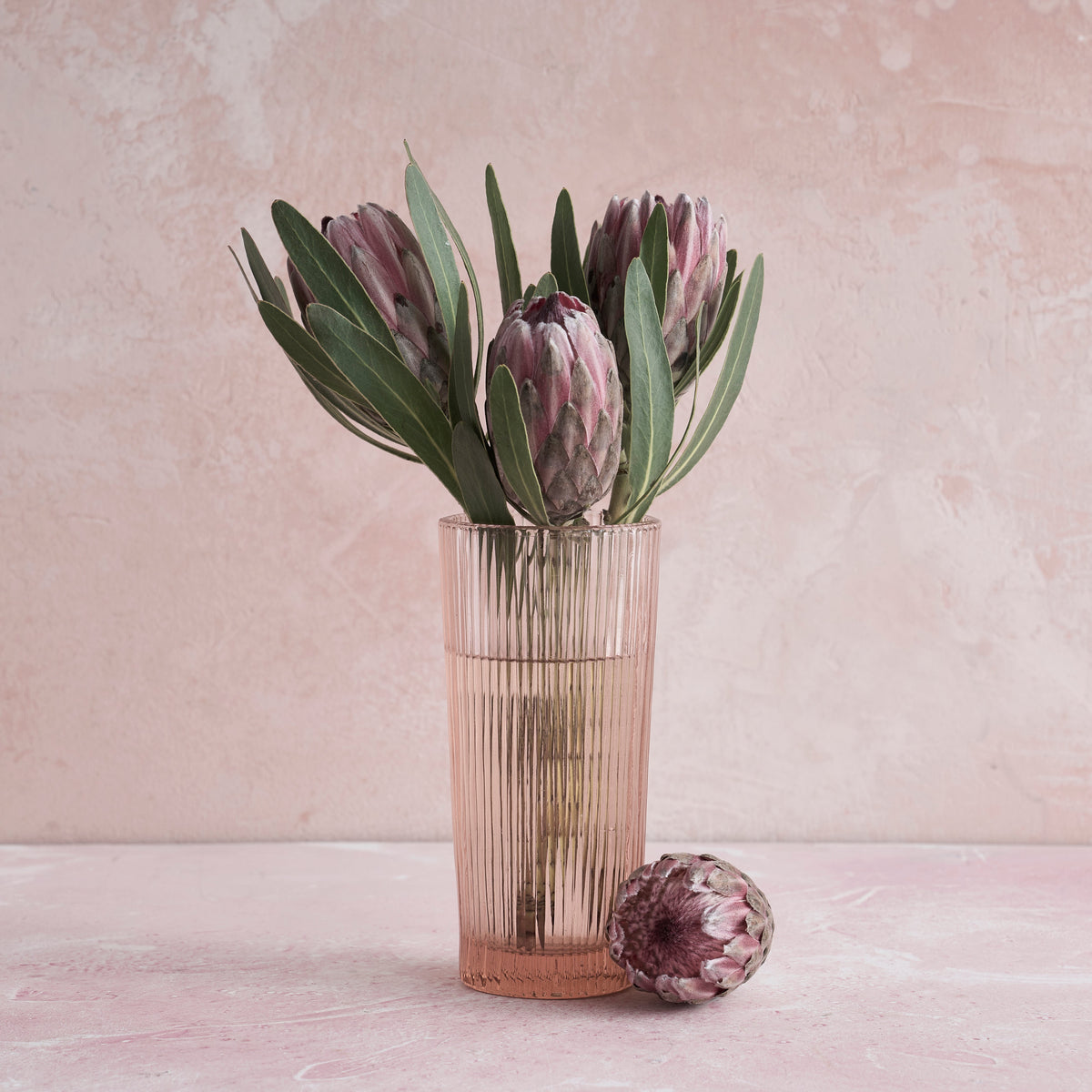 The Collective Home Vases Pressed Pink Glass Column Vase