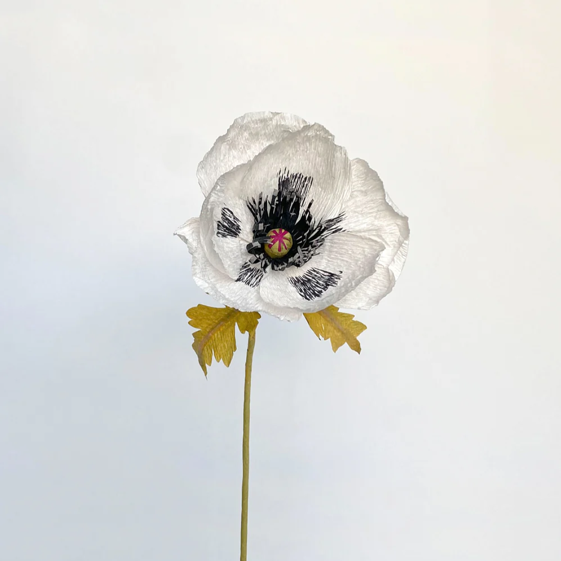 Unwilted faux flower White Oriental Poppy