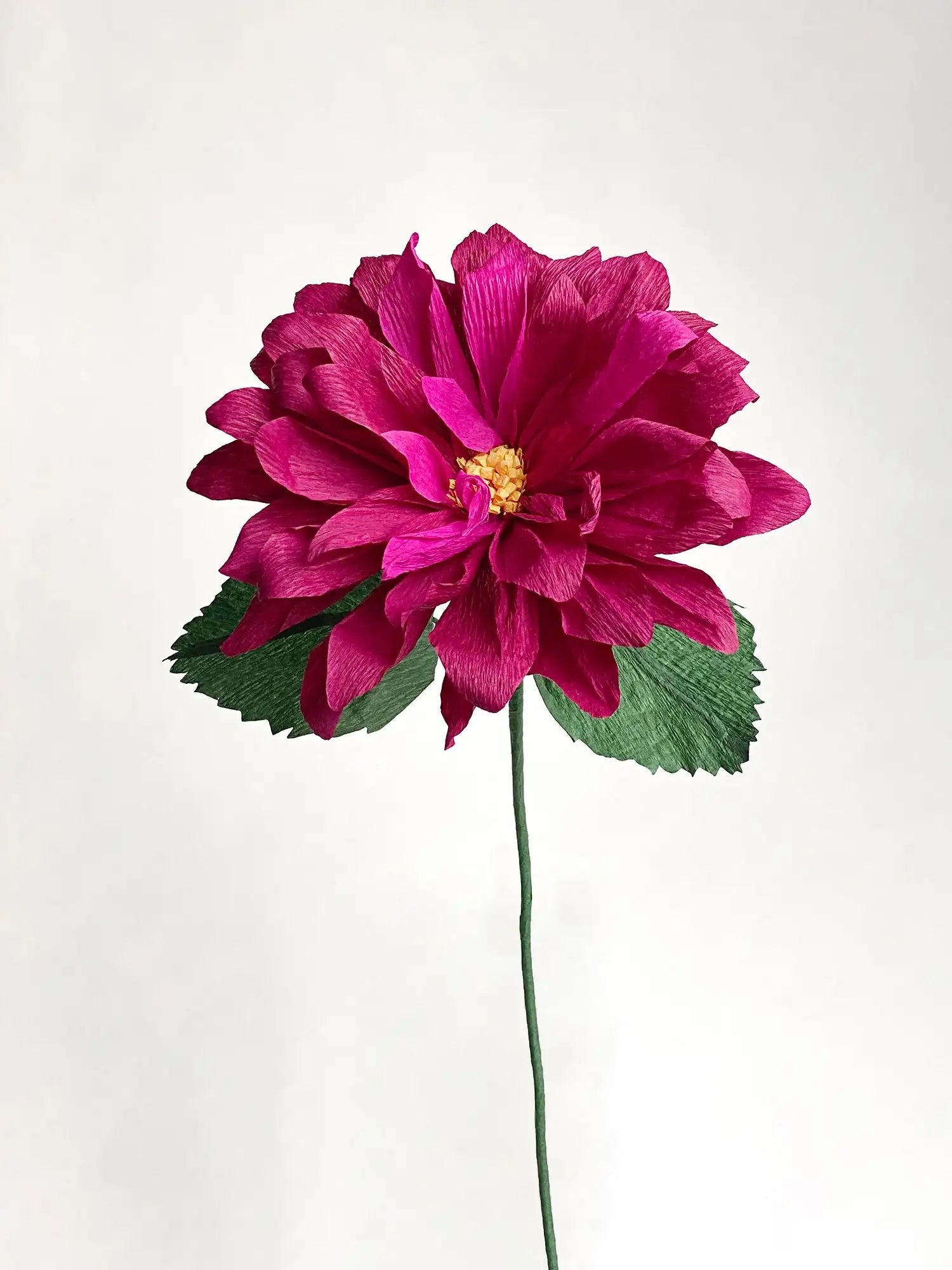 unwilted Paper Bloom Burgundy Dahlia Single Stem | Handcrafted Paper Flower