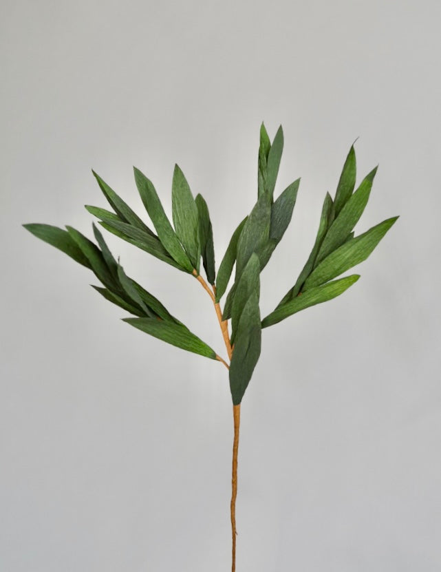 unwilted Paper Bloom Feather Eucalyptus Greenery Single Stem | Realistic Paper Foliage