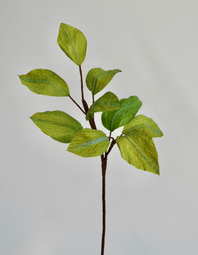 unwilted Paper Bloom Lemon Leaf Greenery Single Stem | Realistic Paper Foliage