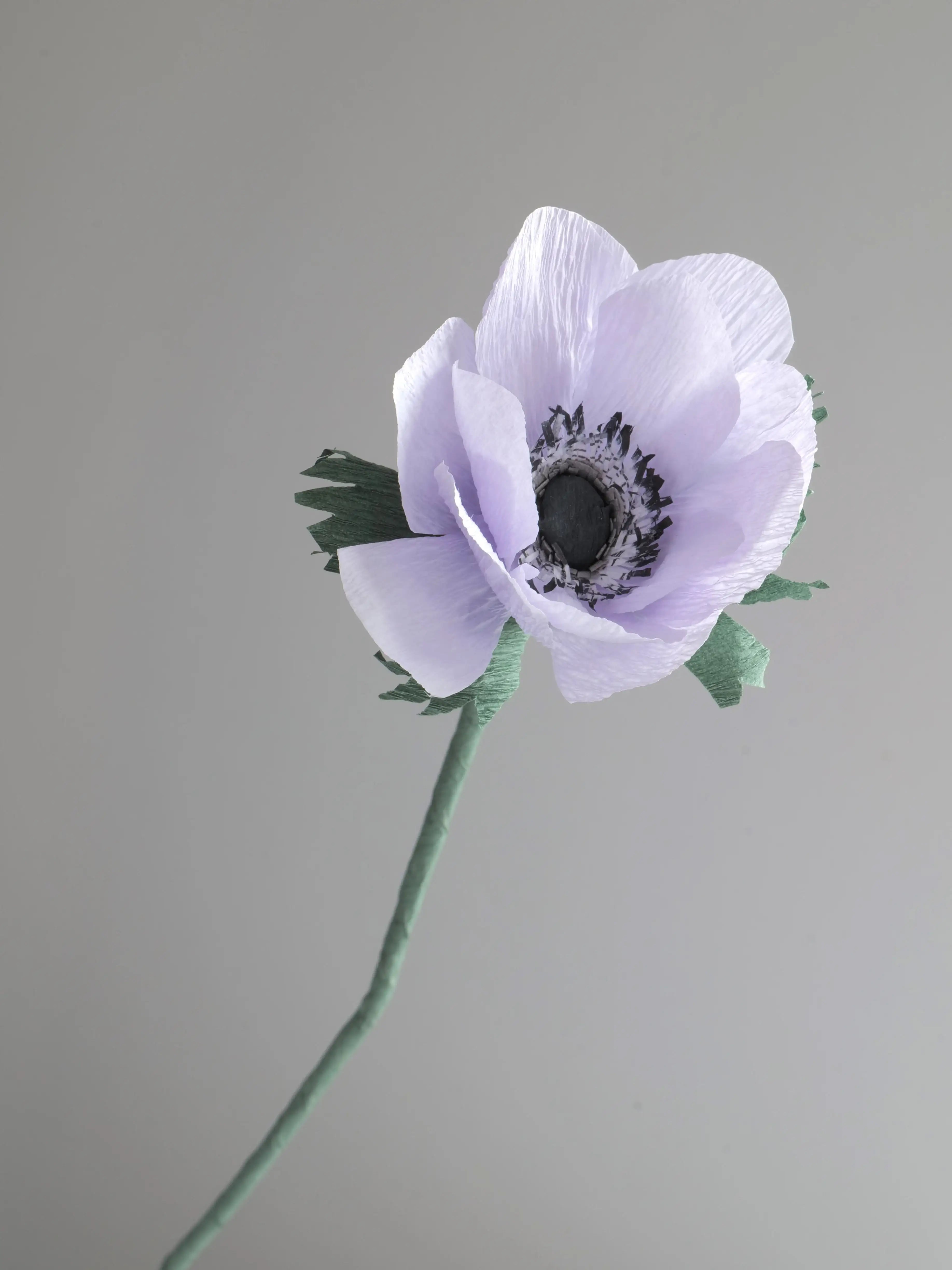 unwilted Paper Bloom Pale Purple Anemone Single Stem | Handcrafted Paper Flower