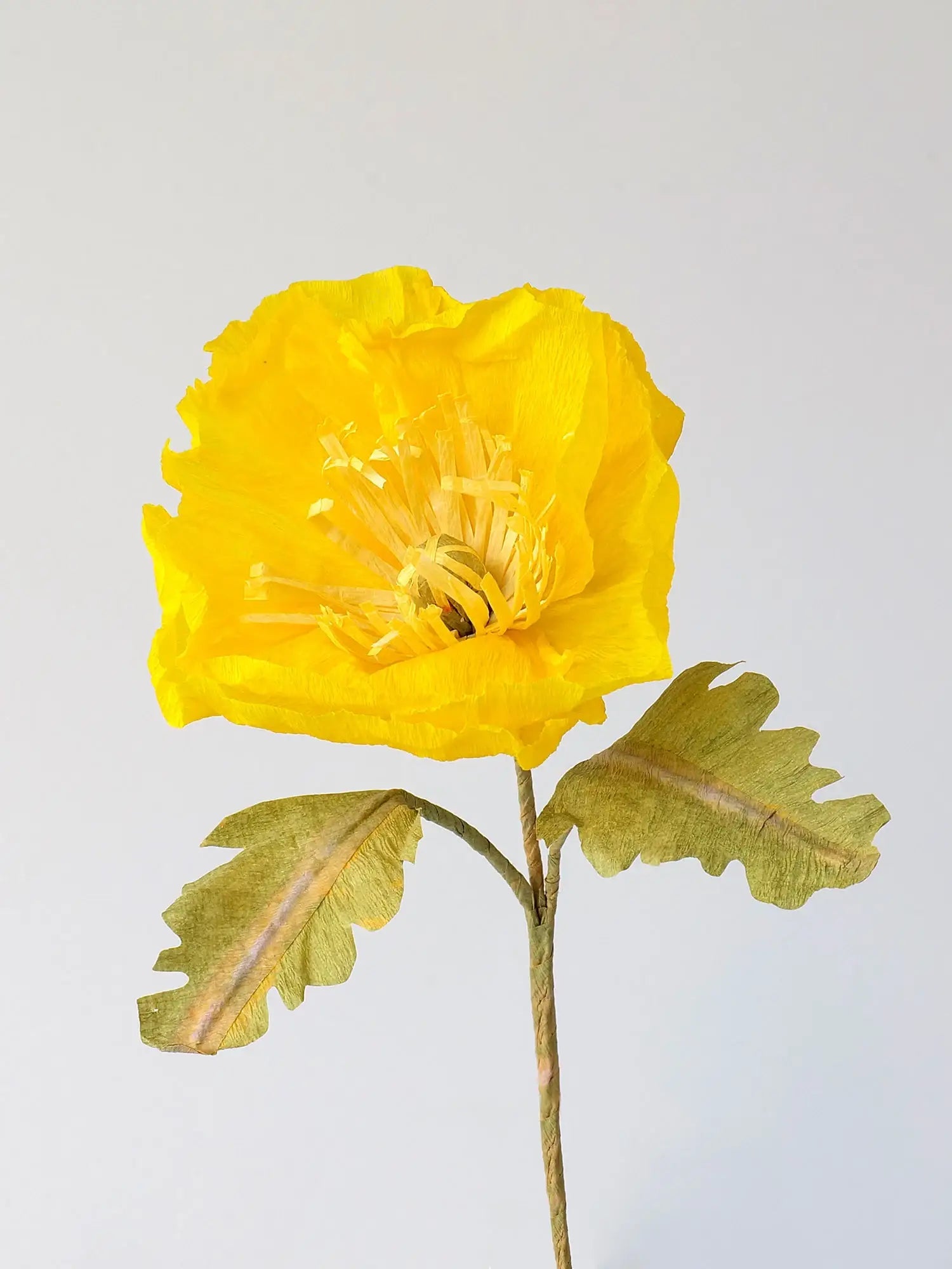 unwilted Paper Bloom Yellow Icelandic Poppy Single Stem | Handcrafted Paper Flower