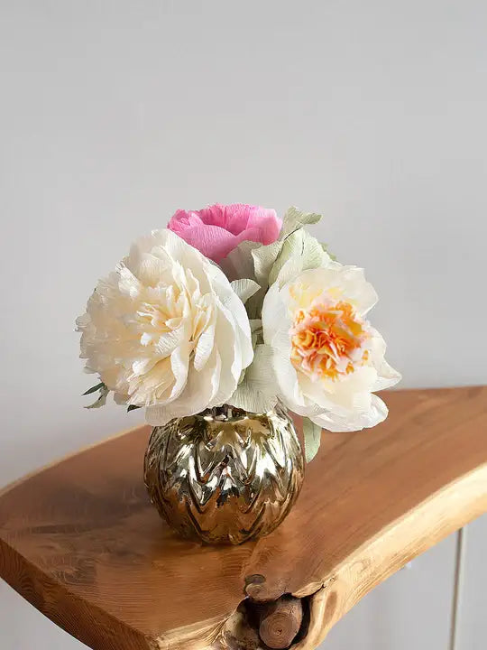 unwilted Paper Flowers Peony for Your Thoughts | Handcrafted Paper Peony Bouquet