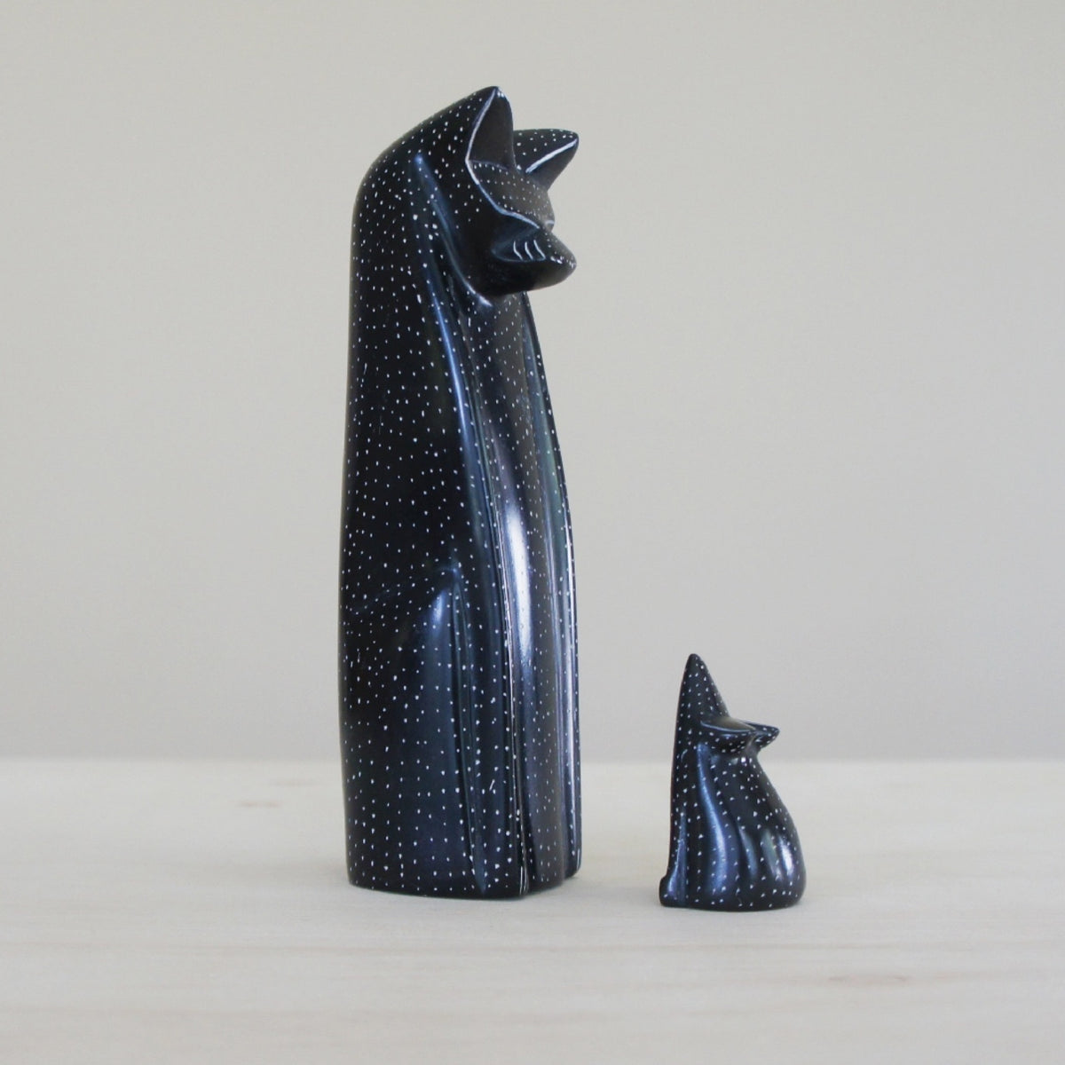Venture Imports Decorative Objects Black Soapstone Cat & Mouse Sculpture