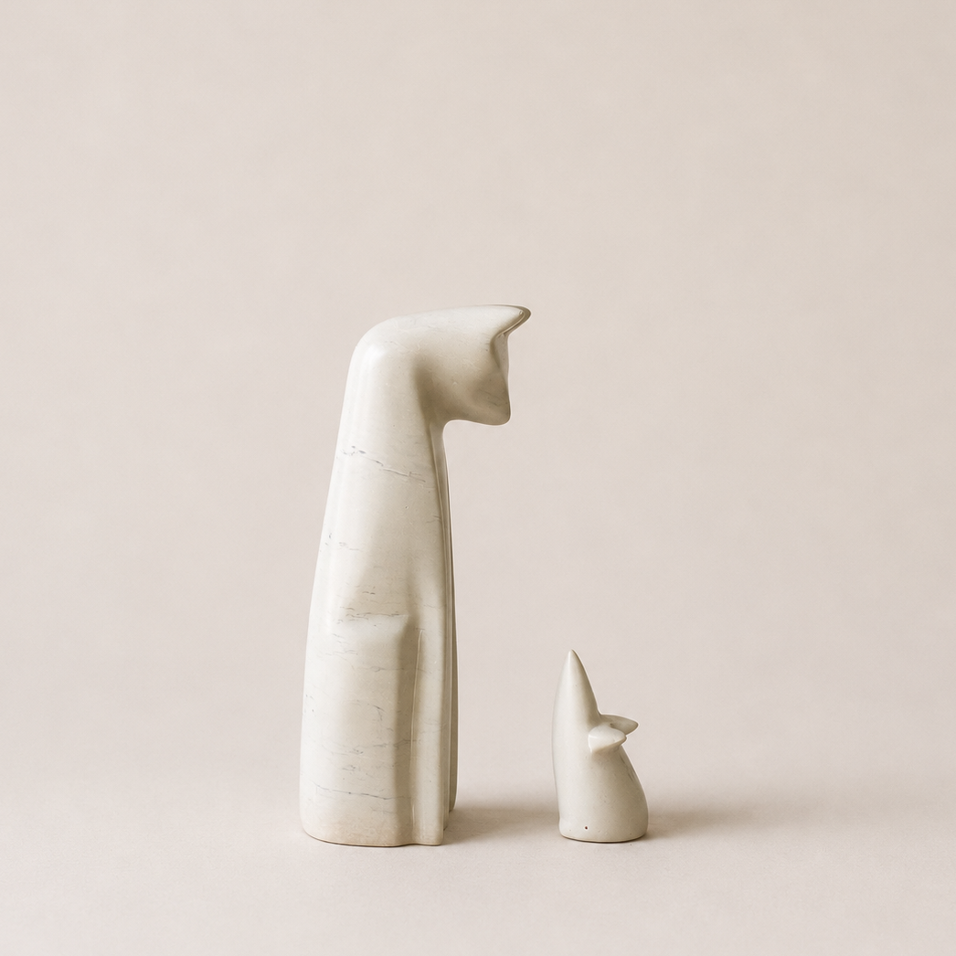 Venture Imports Decorative Objects Soapstone Cat & Mouse Sculpture