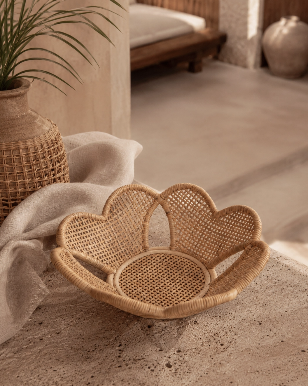 Village Thrive Tabletop Decor Flora Rattan Decorative Bowl